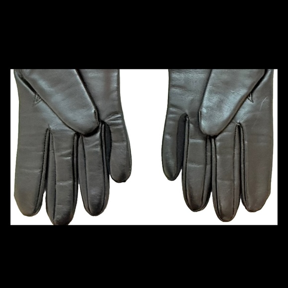 Vintage Women’s Black Winter Gloves. Sz 6-7 Beige Lining  Stitching On Top - Picture 5 of 9